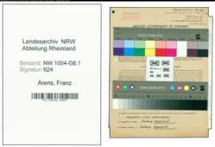 Entnazifizierung Franz Arens , geb. 01.11.1922 (Techn.Zeichner)