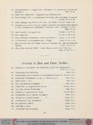 Arbeiten in Zinn und Eisen, Waffen (Nr. 883-964)