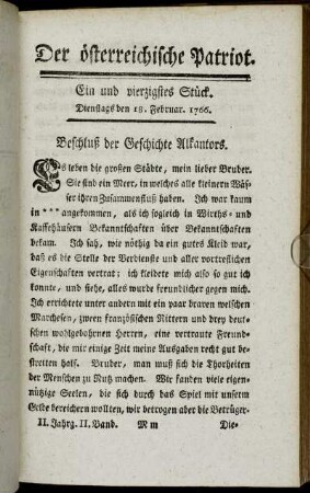 Ein und vierzigstes Stück. Dienstags den 18. Februar. 1766. - Fünf und vierzigstes Stück. Dienstags den 4. Martii. 1766.