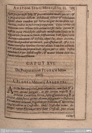 Caput XVI. De Praeparatione Florum Mercurij.