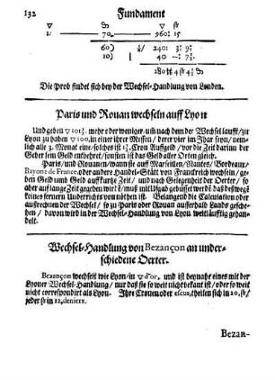 Wechsel-Handlung von Bezançon an underschiedene Oerter.