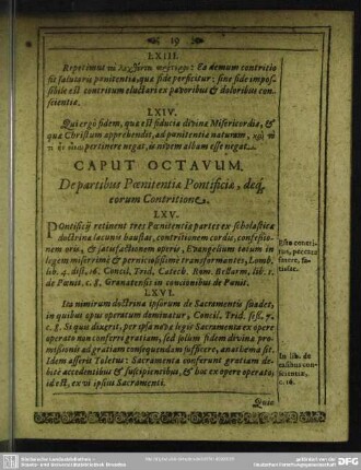 Caput Octavum. De partibus Poenitentia Pontificiae, deq[ue] eorum Contritione