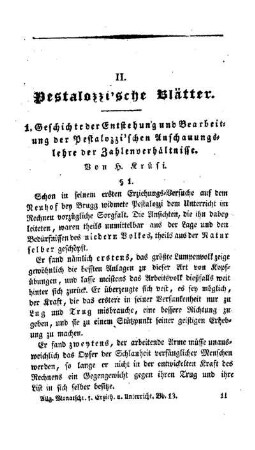 Geschichte der Entstehung und Bearbeitung der Pestalozzi'schen Anschauungslehre der Zahlenverhältnisse