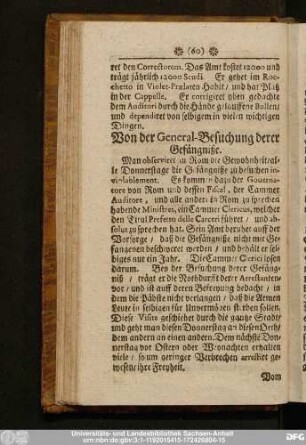 Von der General-Besuchung derer Gefängniße.