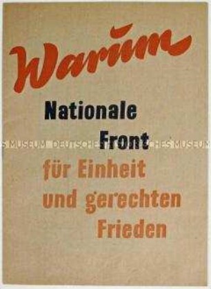 Propagandaschrift des Deutschen Volksrates zur Rolle der Nationalen Front
