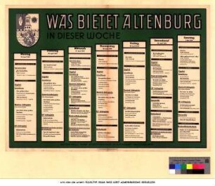 Originaltitel: Was bietet Altenburg in dieser Woche 25. April bis 1. Mai 1949 Mitgeteilt vom Städtischen Kulturamt Altenburg