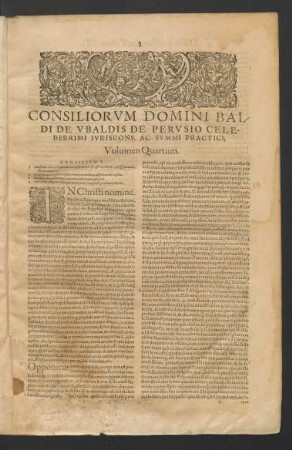 Consiliorum Domini Baldi De Ubaldis De Perusio ... Volumen Quartum.