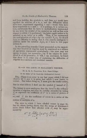 II. On the limits of Maclaurin's theorem.
