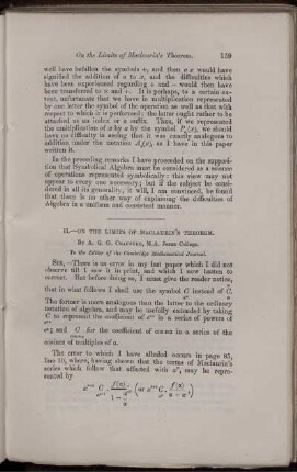 II. On the limits of Maclaurin's theorem.