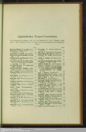 Alphabetisches Firmen-Verzeichniss