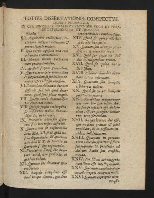 Totius Dissertationis Conspectus.