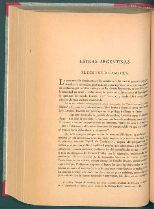 Letras argentinas : El destino de América