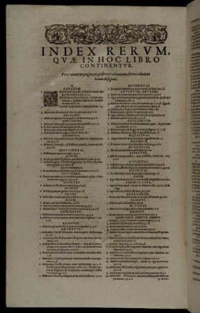 Index Rerum, Quæ In Hoc Libro Continentur.