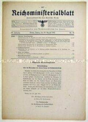 Mitteilungsblatt des Reichsministeriums des Innern
