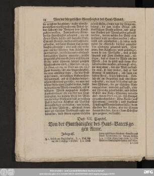 Das VII. Capitel. Von der Gutthätigkeit des Haus-Vaters gegen Arme.