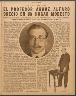 El profesor Araoz Alfaro crecio en un hogar modesto : Los "Self-Made-Men"