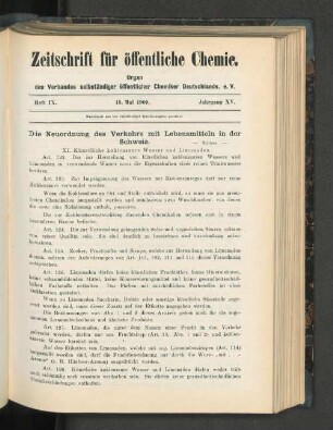 Heft IX. 15. Mai 1909. Jahrgang XV.