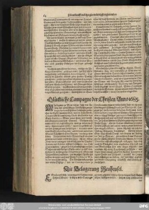 Glückliche Campagne der Christen Anno 1685.