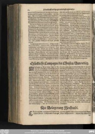 Glückliche Campagne der Christen Anno 1685.