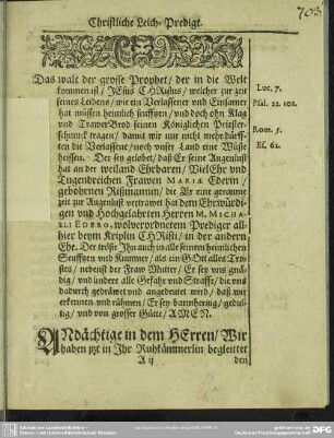 Leichenpredigt : Christliche Leich-Predigt