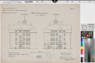 Münster (Münster) Trainkaserne Mannschaftshaus (3.u.4. Eskadron) Bl. 9 Ansichten (1912)1917(1927) 1 : 100 50 x 67 Farb. Druck Regierungsbaumeister Maschke Hochbauamt Münster
