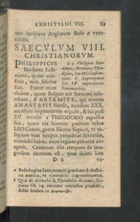 Saeculum VIII. Christianorum.