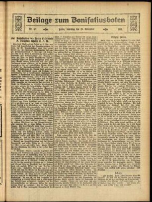 Zweite Ausgabe vom Sonntag, den 19. November 1911.