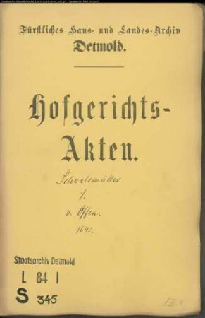 Schwalemüller, Kords Erben gegen Jobst Bernd von Offen zu Entrup - Schuldforderung