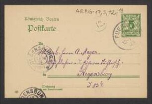 Brief von Alois Zick an Anton Mayer
