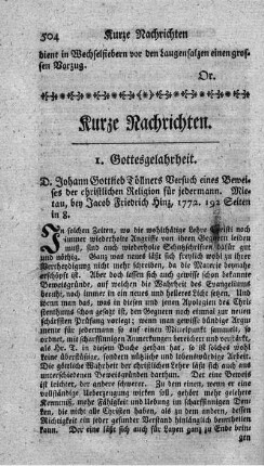 Versuch eines Beweises der christlichen Religion für jedermann.