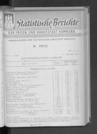 Einzelhandelspreise in Hamburg im August 1960 : Lfd. Nr. 27