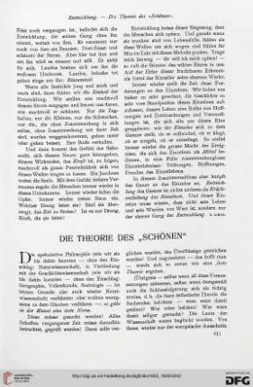 Die Theorie des "Schönen"