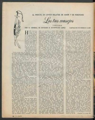 El procér, en cinco relatos de amor y de héroismo : Los tres consejos