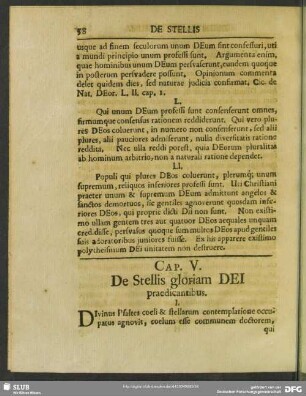 Cap. V. De Stellis gloriam Dei praedicantibus