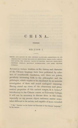 Section I. Origin and genius of the Chinese language ...
