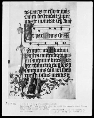 Fünfbändiges Missale von Berthold Furtmeyr — Zweiter Band — Zwei Engel halten das Schweißtuch der Veronika, Folio 195verso