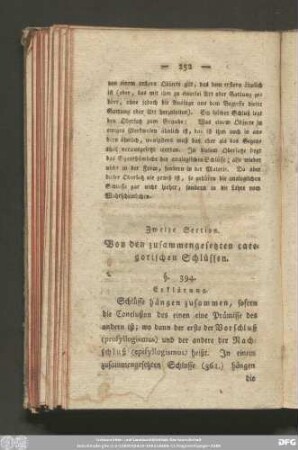 Zweite Section. Von den zusammengesetzten categorischen Schlüssen.