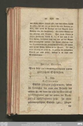 Zweite Section. Von den zusammengesetzten categorischen Schlüssen.