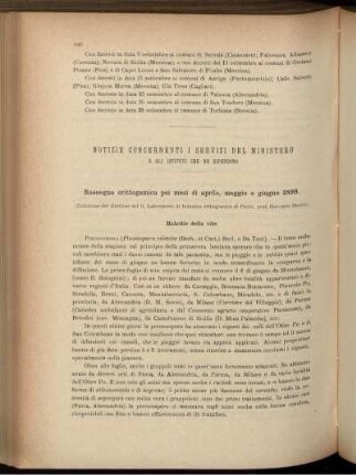 Notizie Concernenti i servizi del Ministero e gli Istituti che ne dipendono.