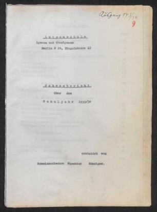 1933/34: Jahresbericht ... - 1933/34