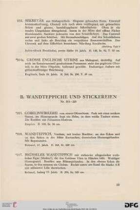 B. Wandteppiche und Stickereien (Nr. 315-325a)
