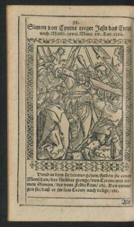 34. Simon von Cyrene treget Jesu das Creutz nach ...