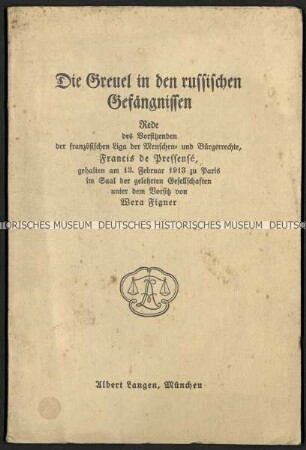 Rede über die Zustände in Gefängnissen in der Sowjetunion 1913