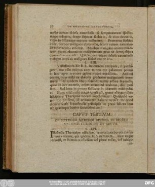 Caput Tertium. De Methodo Medendi Diversa In Morbis Malignis Chronicis Et Acutis.