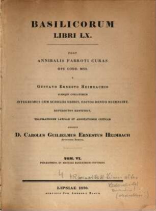 Basilicorum libri LX, 6. Prolegomena et manuale basilicorum continens
