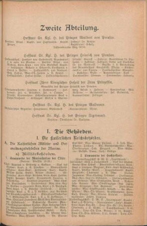 1. Die kaiserlichen Reichsbehörden.