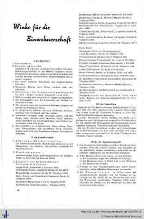 Winke für die Einwohnerschaft, Sehenswertes, Erklärungen der Zeichen und Abkürzungen.
