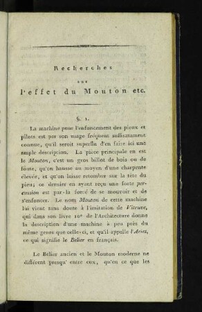 Recherches sur l' effet du Mouton etc.