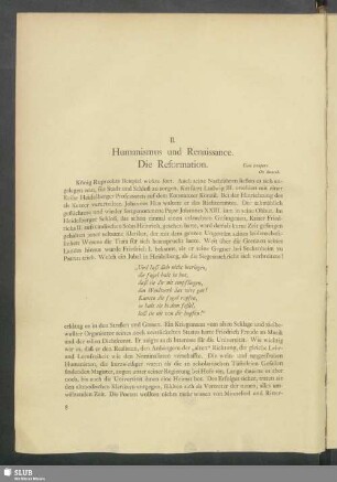 II. Humanismus und Renaissance. Die Reformation