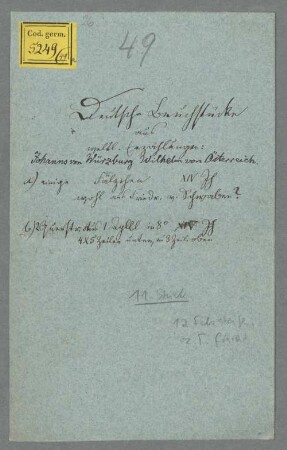 Johann von Würzburg: Wilhelm von Österreich (Fragment) - BSB Cgm 5249(49 a